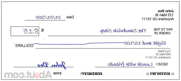 Hoe maak je een cheque uit te schrijven. Bij het ​​invullen van de check, schrijf de datum op de lijn in de rechter bovenhoek.