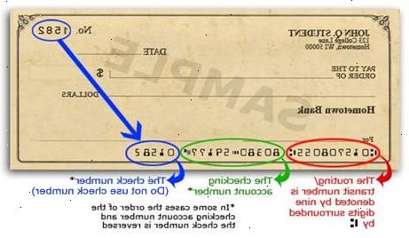 Hoe maak je een cheque routing nummer vinden. Kijk in de linker bovenhoek van de cheque.